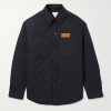 Intrecciato Suede-Trimmed Quilted Cotton-Blend Overshirt