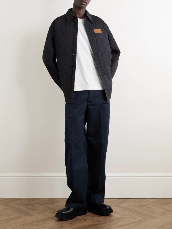 Intrecciato Suede-Trimmed Quilted Cotton-Blend Overshirt - OU