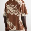 Convertible-Collar Printed Silk and Cotton-Blend Shantung Shirt - BK Convertible-Collar Printed Silk and Cotton-Blend Shantung Shirt - BK