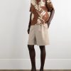 Convertible-Collar Printed Silk and Cotton-Blend Shantung Shirt - OU Convertible-Collar Printed Silk and Cotton-Blend Shantung Shirt - OU