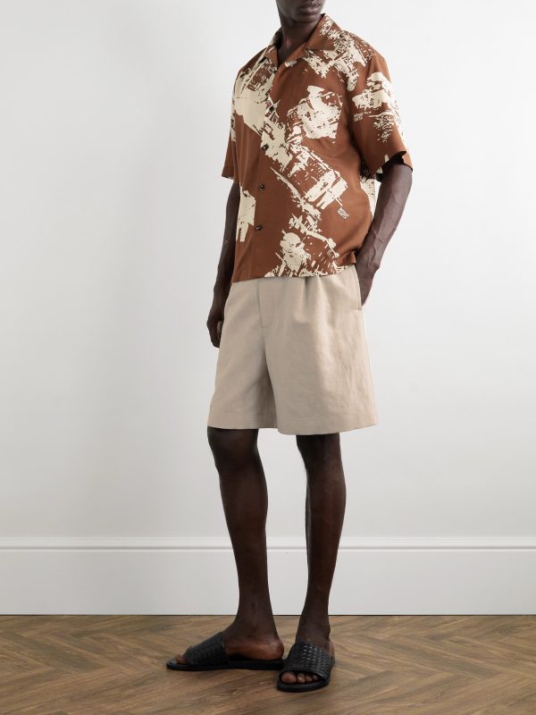 Convertible-Collar Printed Silk and Cotton-Blend Shantung Shirt - OU Convertible-Collar Printed Silk and Cotton-Blend Shantung Shirt - OU