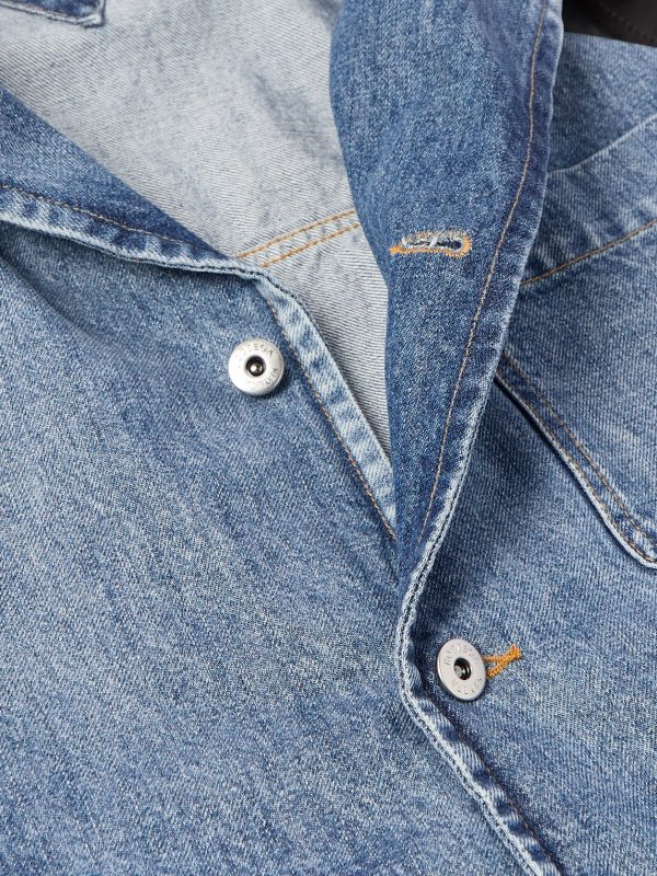 Intrecciato Leather-Panelled Denim Jacket - CU Intrecciato Leather-Panelled Denim Jacket - CU