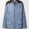 Intrecciato Leather-Panelled Denim Jacket Intrecciato Leather-Panelled Denim Jacket