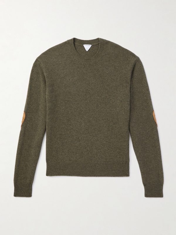 Intrecciato Suede-Trimmed Cashmere-Blend Sweater