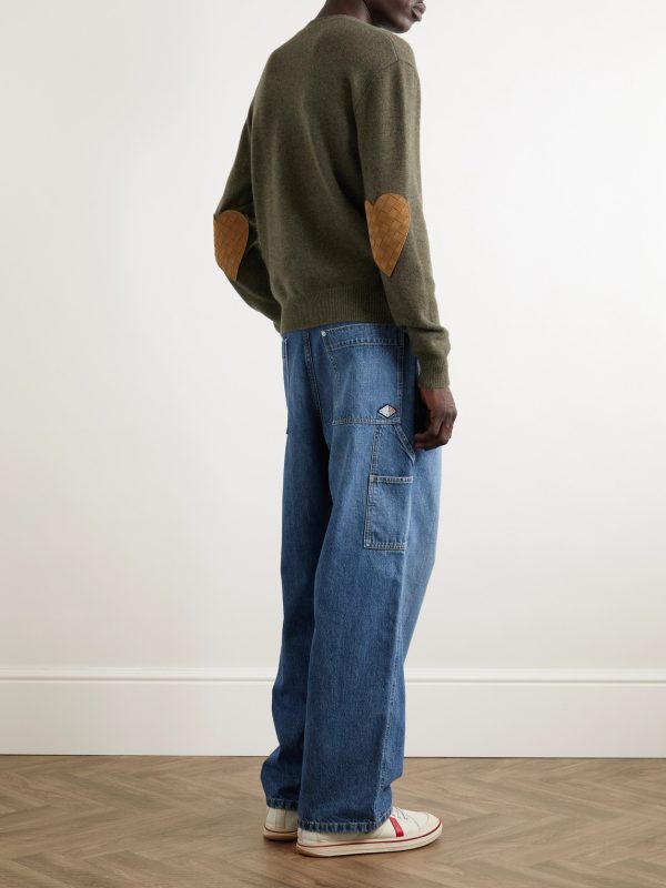 Intrecciato Suede-Trimmed Cashmere-Blend Sweater - OU