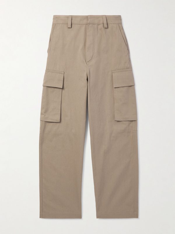 Wide-Leg Cotton-Twill Cargo Trousers