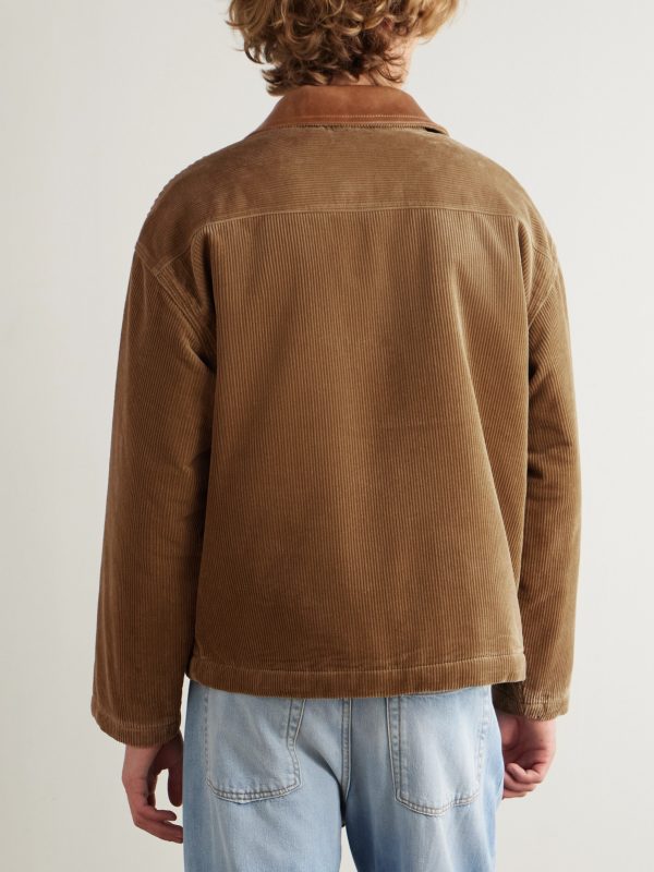 Wiri Leather-Trimmed Cotton-Corduroy Jacket - BK Wiri Leather-Trimmed Cotton-Corduroy Jacket - BK