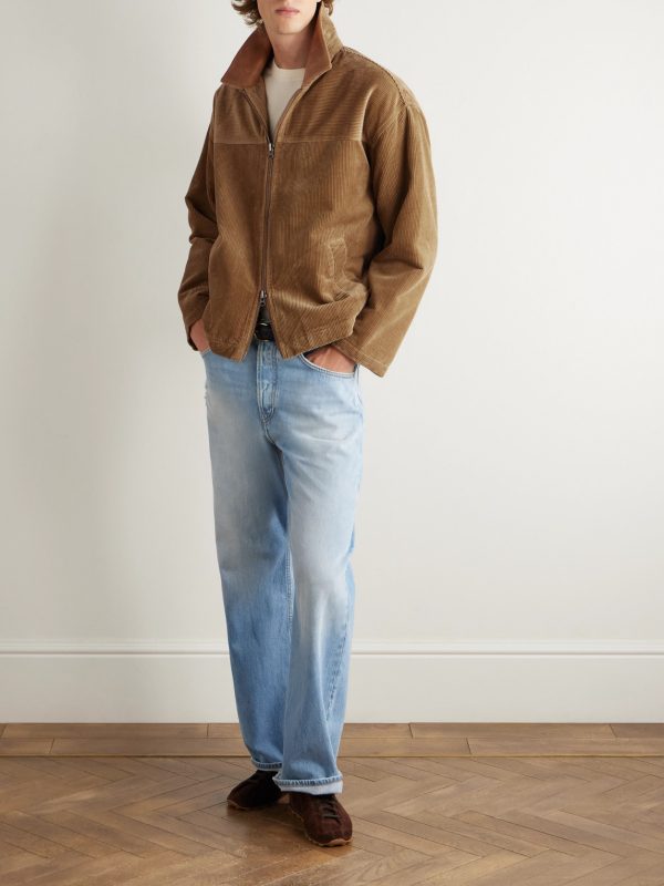 Wiri Leather-Trimmed Cotton-Corduroy Jacket - OU Wiri Leather-Trimmed Cotton-Corduroy Jacket - OU