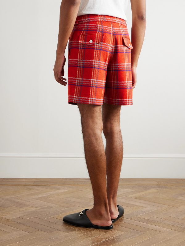 Gable Straight-Leg Pleated Checked Wool Shorts - BK Gable Straight-Leg Pleated Checked Wool Shorts - BK