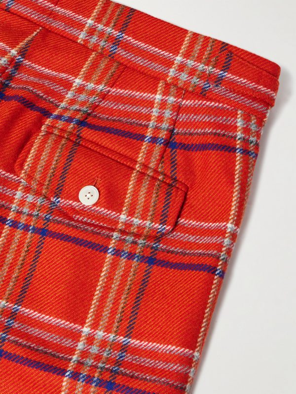 Gable Straight-Leg Pleated Checked Wool Shorts - CU Gable Straight-Leg Pleated Checked Wool Shorts - CU
