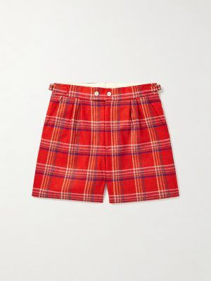 Gable Straight-Leg Pleated Checked Wool Shorts Gable Straight-Leg Pleated Checked Wool Shorts