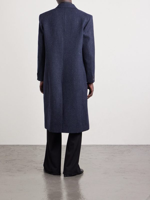 Waldorf Double-Breasted Pinstriped Virgin Wool Coat - BK Waldorf Double-Breasted Pinstriped Virgin Wool Coat - BK