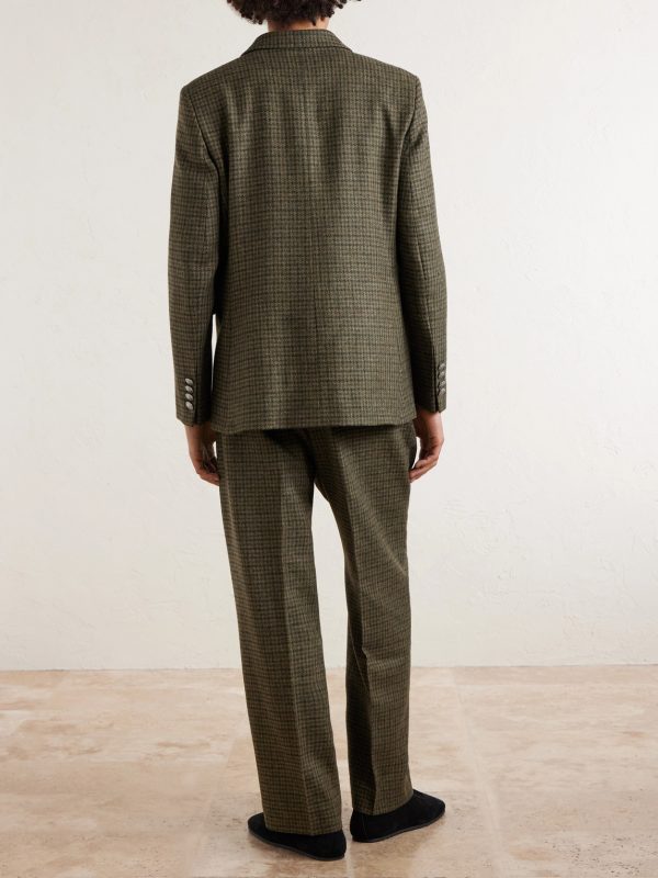 Morris Pleated Straight-Leg Houndstooth Wool Trousers - BK Morris Pleated Straight-Leg Houndstooth Wool Trousers - BK