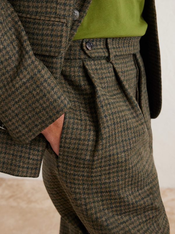 Morris Pleated Straight-Leg Houndstooth Wool Trousers - E1 Morris Pleated Straight-Leg Houndstooth Wool Trousers - E1