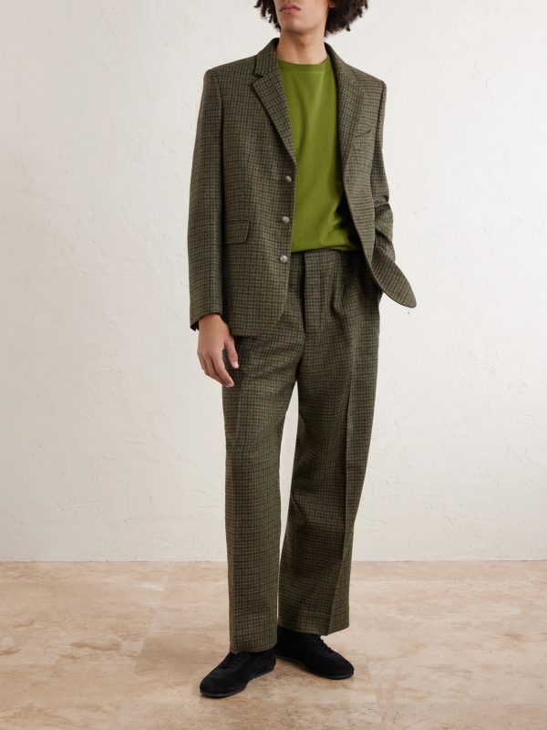 Morris Pleated Straight-Leg Houndstooth Wool Trousers - OU Morris Pleated Straight-Leg Houndstooth Wool Trousers - OU