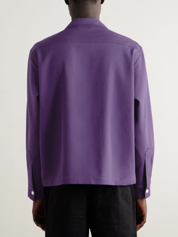 Astor Trillium Camp-Collar Embroidered Wool Shirt - BK Astor Trillium Camp-Collar Embroidered Wool Shirt - BK