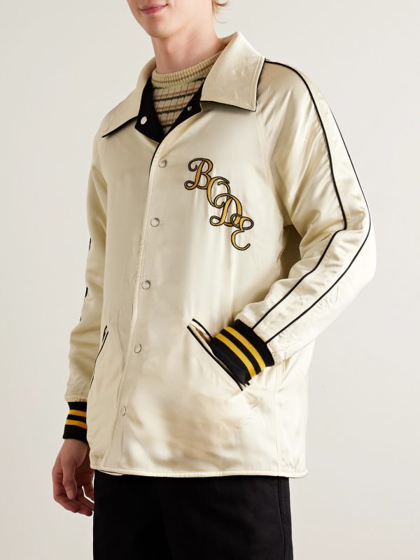 Reversible Logo-Appliquéd Wool and Satin Jacket - E1 Reversible Logo-Appliquéd Wool and Satin Jacket - E1