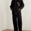 Reversible Logo-Appliquéd Wool and Satin Jacket - OU Reversible Logo-Appliquéd Wool and Satin Jacket - OU