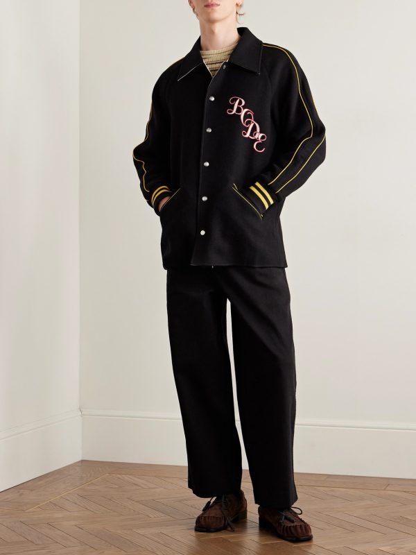 Reversible Logo-Appliquéd Wool and Satin Jacket - OU Reversible Logo-Appliquéd Wool and Satin Jacket - OU