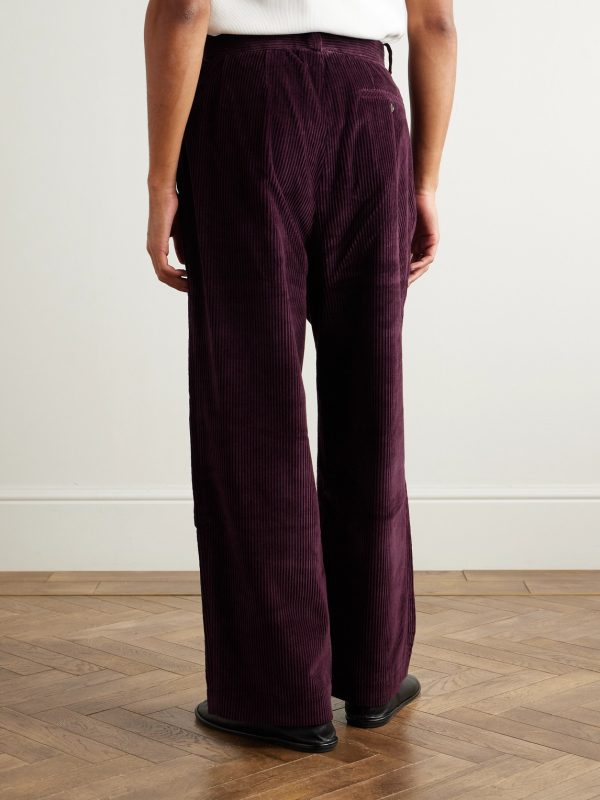 Wide-Leg Cropped Pleated Cotton-Corduroy Trousers - BK Wide-Leg Cropped Pleated Cotton-Corduroy Trousers - BK