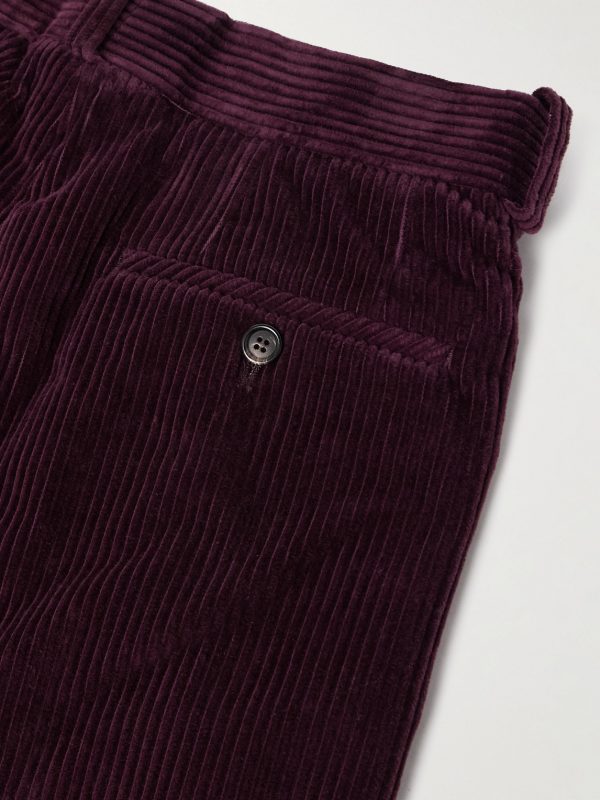 Wide-Leg Cropped Pleated Cotton-Corduroy Trousers - CU Wide-Leg Cropped Pleated Cotton-Corduroy Trousers - CU