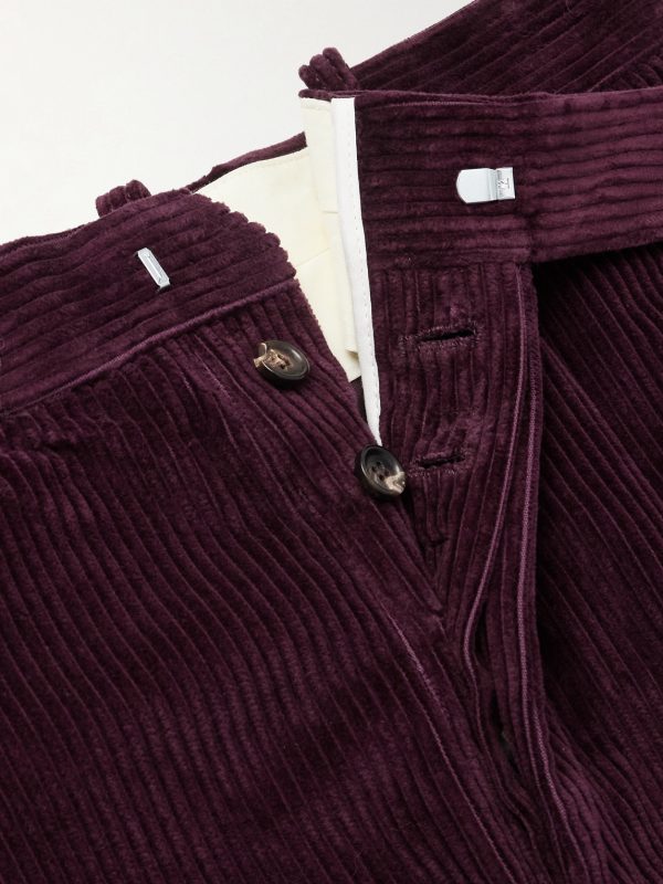 Wide-Leg Cropped Pleated Cotton-Corduroy Trousers - E1 Wide-Leg Cropped Pleated Cotton-Corduroy Trousers - E1