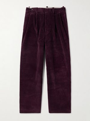 Wide-Leg Cropped Pleated Cotton-Corduroy Trousers Wide-Leg Cropped Pleated Cotton-Corduroy Trousers