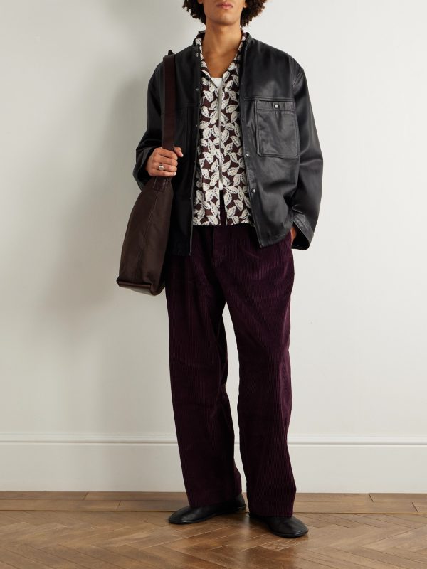 Wide-Leg Cropped Pleated Cotton-Corduroy Trousers - OU Wide-Leg Cropped Pleated Cotton-Corduroy Trousers - OU