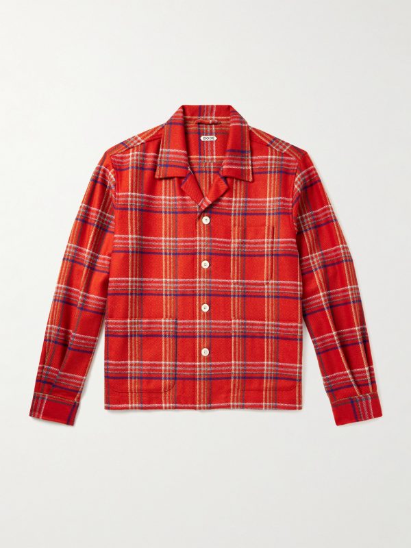 Gable Camp-Collar Checked Wool Overshirt Gable Camp-Collar Checked Wool Overshirt
