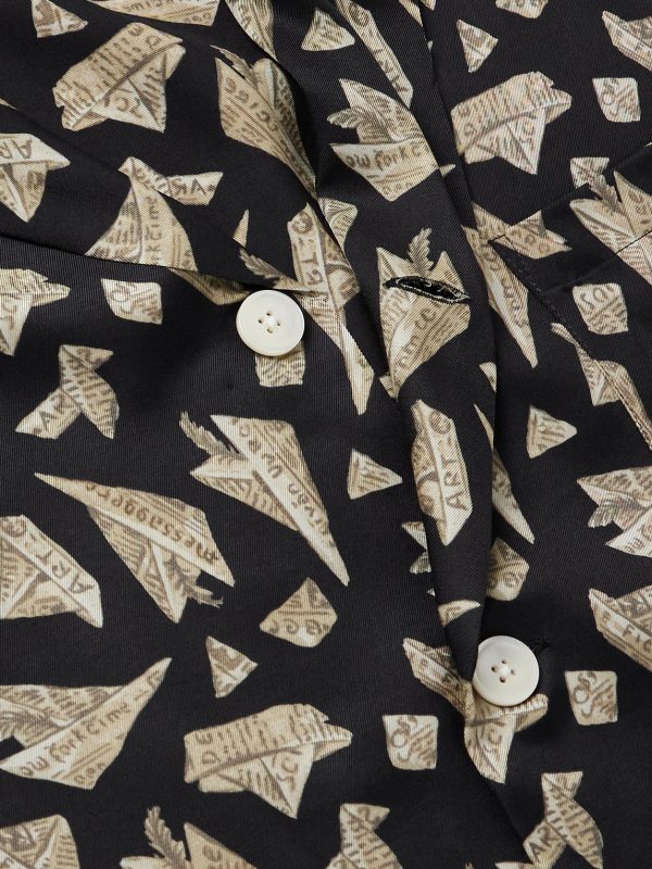 Paper Hat Camp-Collar Printed Satin Shirt - CU Paper Hat Camp-Collar Printed Satin Shirt - CU