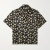 Paper Hat Camp-Collar Printed Satin Shirt Paper Hat Camp-Collar Printed Satin Shirt