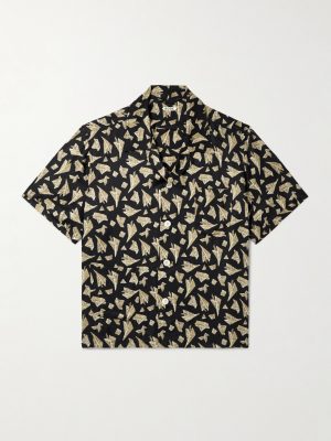 Paper Hat Camp-Collar Printed Satin Shirt Paper Hat Camp-Collar Printed Satin Shirt