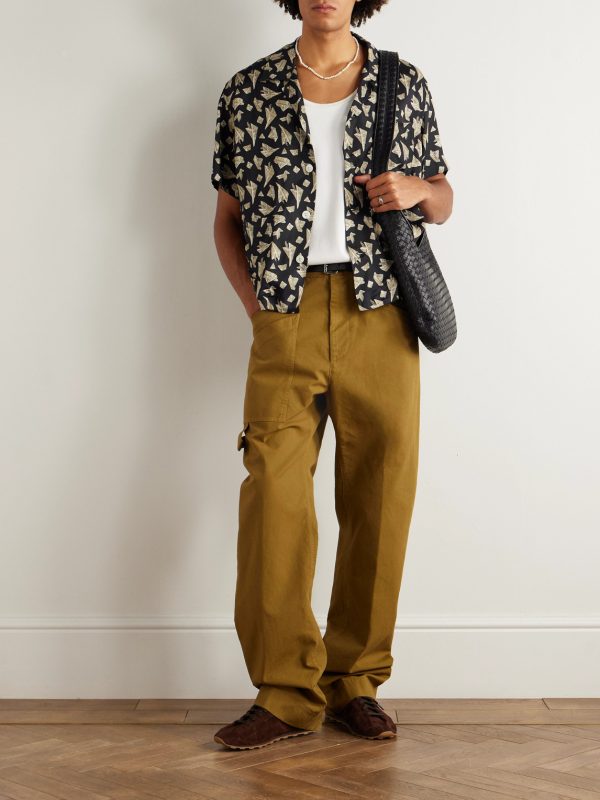 Paper Hat Camp-Collar Printed Satin Shirt - OU Paper Hat Camp-Collar Printed Satin Shirt - OU