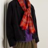 Gable Checked Fringed Wool Scarf - BK