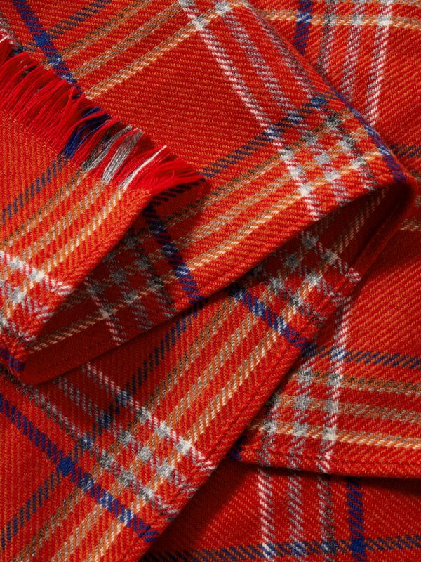 Gable Checked Fringed Wool Scarf - CU