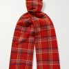 Gable Checked Fringed Wool Scarf