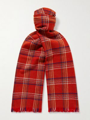 Gable Checked Fringed Wool Scarf Gable Checked Fringed Wool Scarf