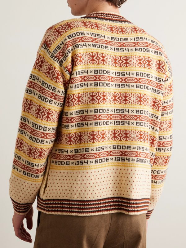 Marzipan Jacquard-Knit Wool Cardigan - BK