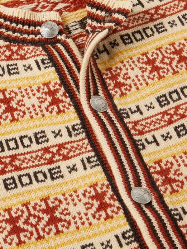 Marzipan Jacquard-Knit Wool Cardigan - CU