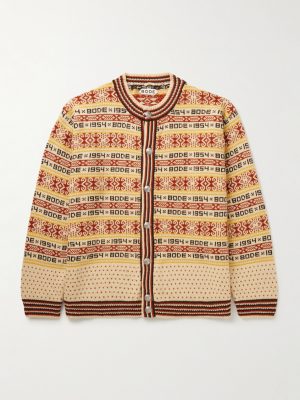 Marzipan Jacquard-Knit Wool Cardigan Marzipan Jacquard-Knit Wool Cardigan