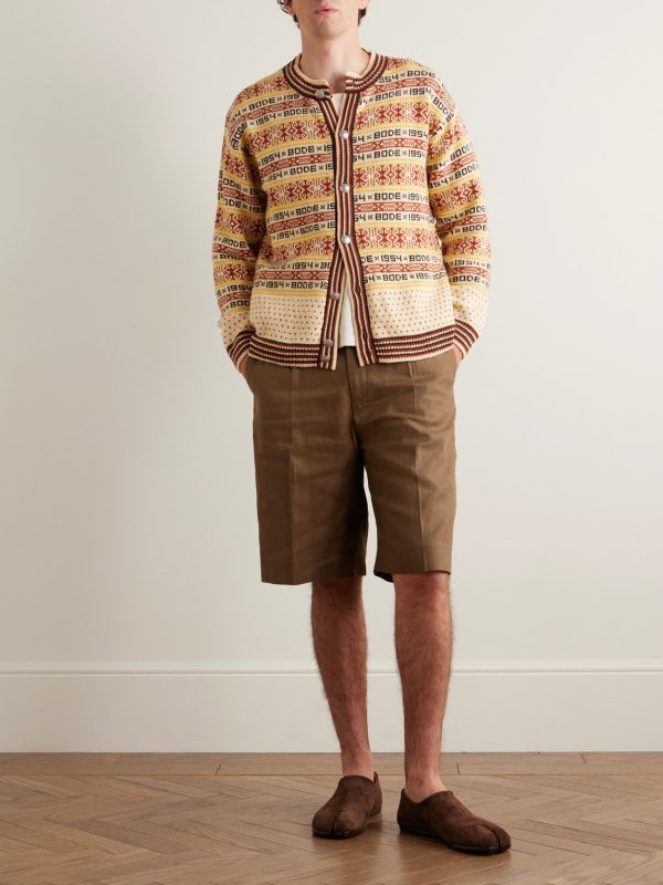 Marzipan Jacquard-Knit Wool Cardigan - OU