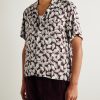 Paper Birch Camp-Collar Printed Satin Shirt - FR Paper Birch Camp-Collar Printed Satin Shirt - FR