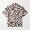 Paper Birch Camp-Collar Printed Satin Shirt Paper Birch Camp-Collar Printed Satin Shirt