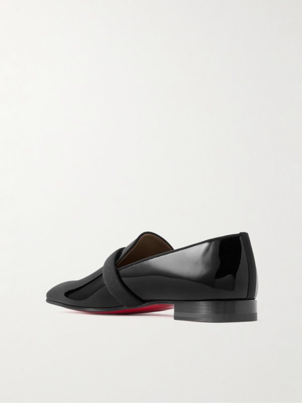 Dandydeco Grosgrain-Trimmed Patent-Leather Loafers - BK Dandydeco Grosgrain-Trimmed Patent-Leather Loafers - BK