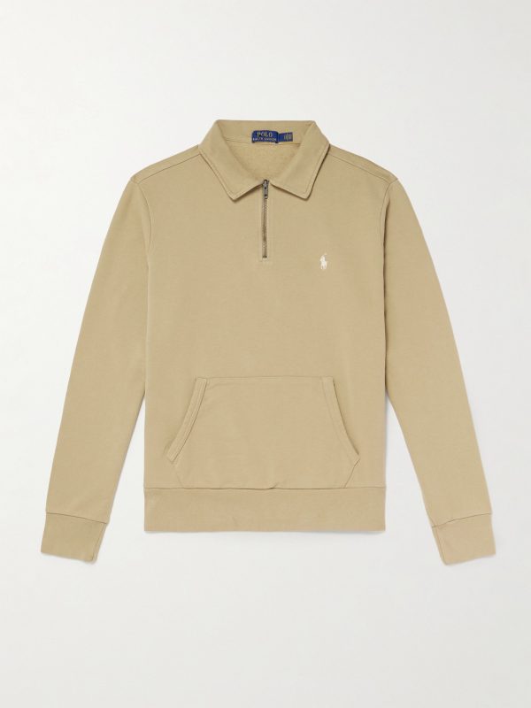 Logo-Embroidered Cotton-Jersey Half-Zip Sweatshirt