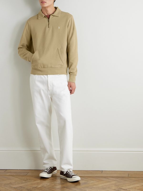 Logo-Embroidered Cotton-Jersey Half-Zip Sweatshirt - OU