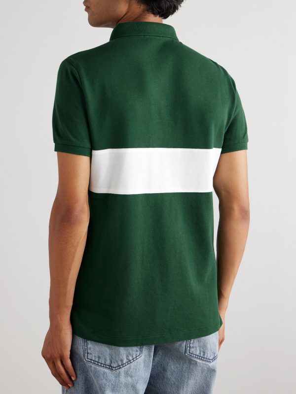 Logo-Embroidered Appliquéd Striped Cotton-Piqué Polo Shirt - BK Logo-Embroidered Appliquéd Striped Cotton-Piqué Polo Shirt - BK