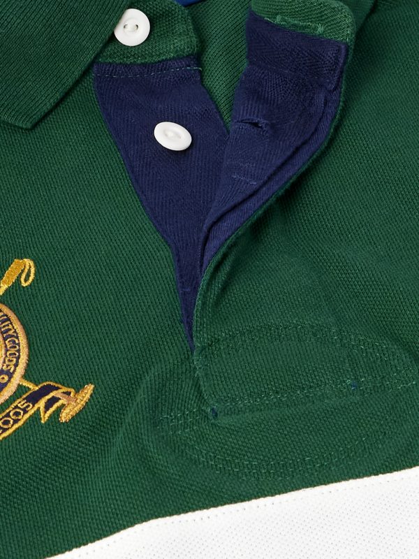 Logo-Embroidered Appliquéd Striped Cotton-Piqué Polo Shirt - CU Logo-Embroidered Appliquéd Striped Cotton-Piqué Polo Shirt - CU