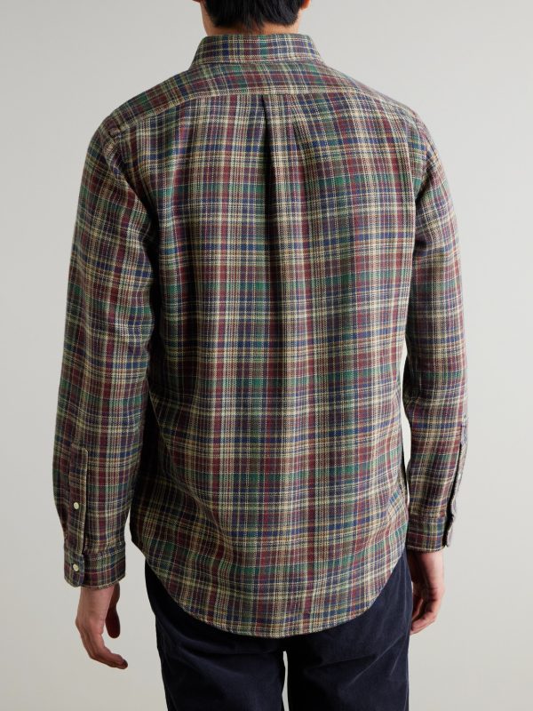 Button-Down Collar Logo-Embroidered Checked Cotton Shirt - BK Button-Down Collar Logo-Embroidered Checked Cotton Shirt - BK