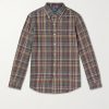 Button-Down Collar Logo-Embroidered Checked Cotton Shirt Button-Down Collar Logo-Embroidered Checked Cotton Shirt